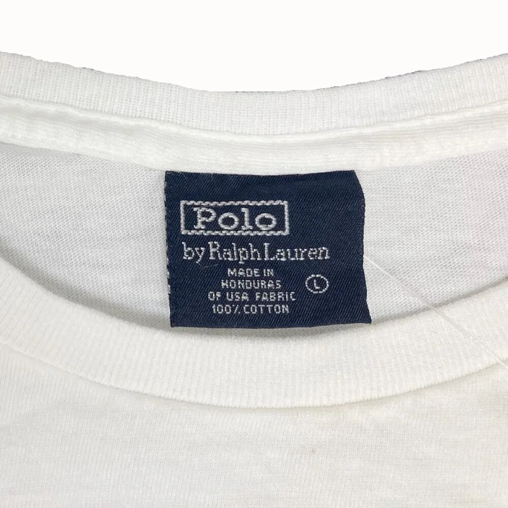 NEW Vintage Polo Ralph Lauren T Shirt!  Long Sleeve  White Huge Nautical Anchor